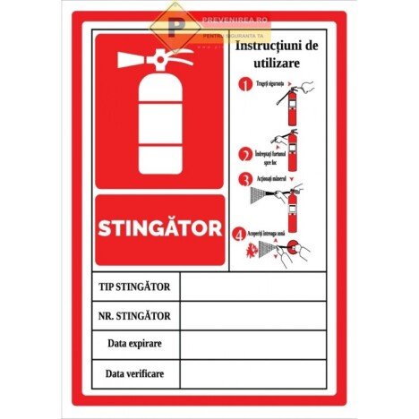 Indicatoare pentru instructiuni stingator